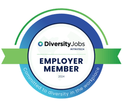 Logo for Diversity Jobs Employer Member 2024 with slogan, committed to diversity in the workplace